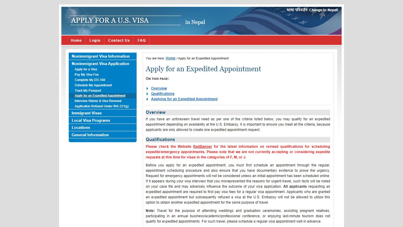 Apply for a U.S. Visa | Apply for an Expedited Appointment - Nepal ...
