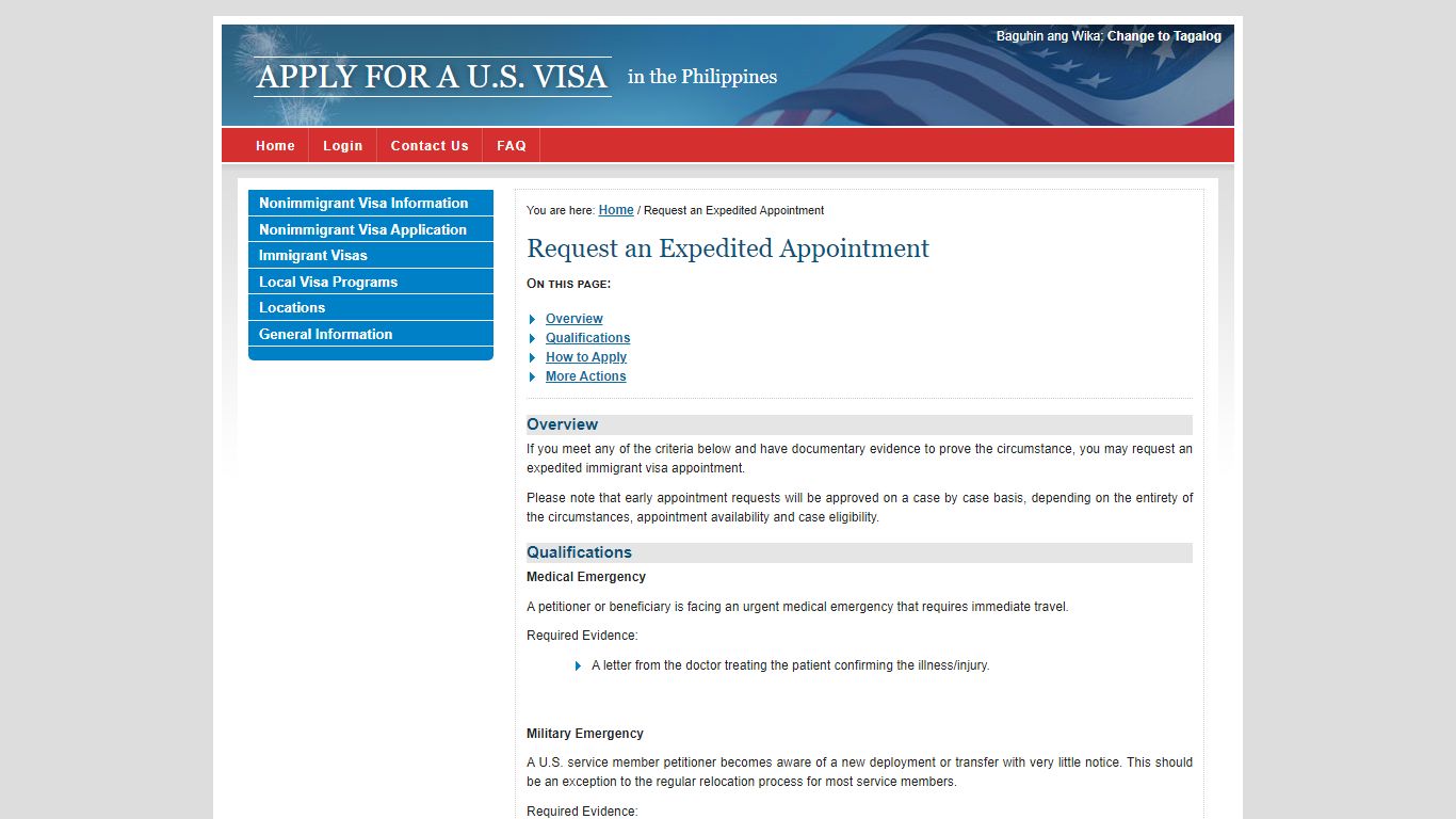 Apply for a U.S. Visa | Request an Expedited Appointment - Philippines ...